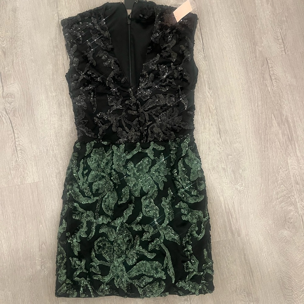 NBD Revolve Black & Teal Mini Dress